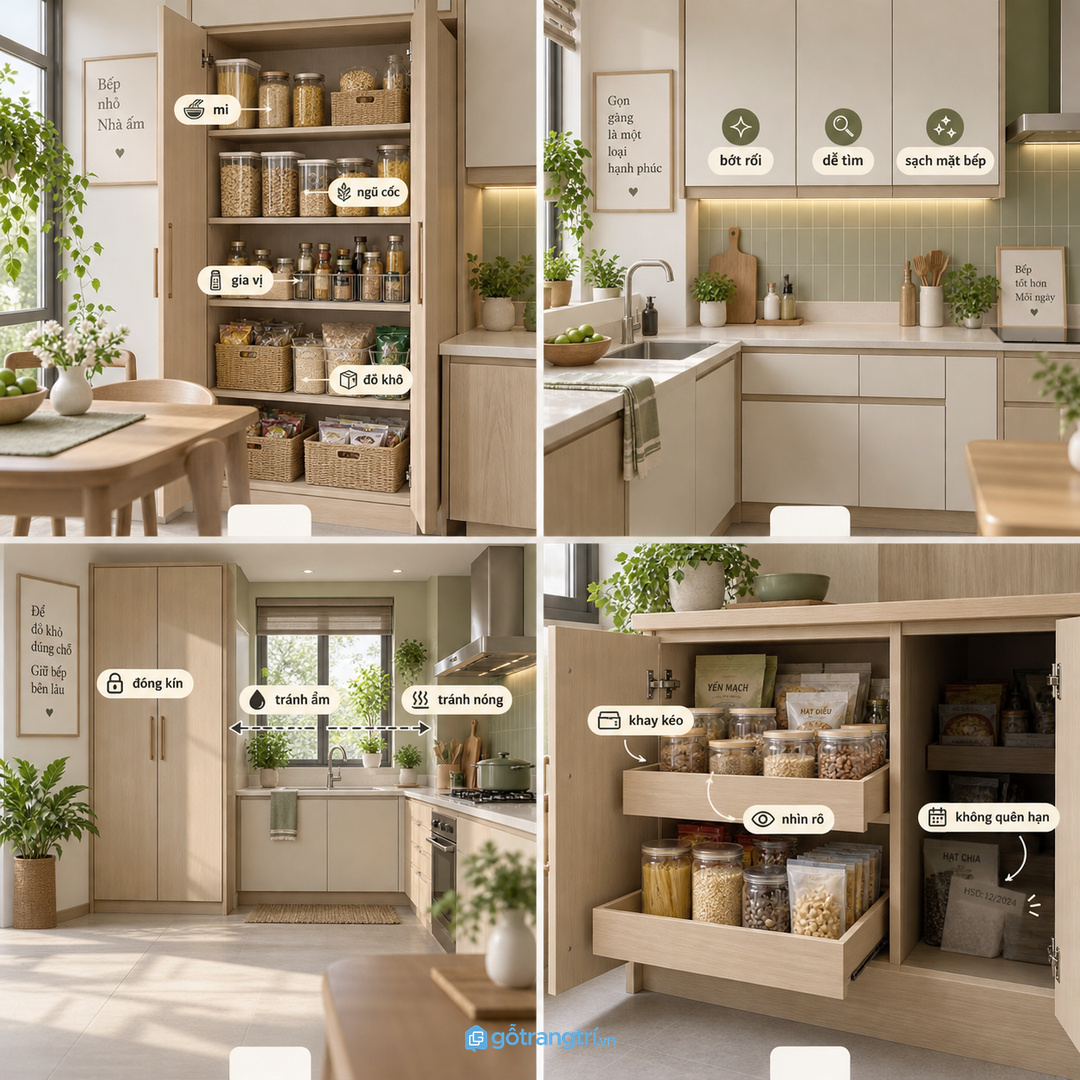 Kệ quá sâu dễ làm đồ khô bị quên phía trong