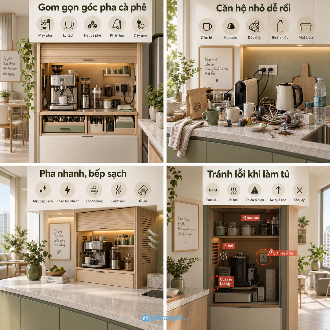 Sai lầm khi làm tủ quá sâu, bí hơi, thiếu ổ điện hoặc kệ quá cao