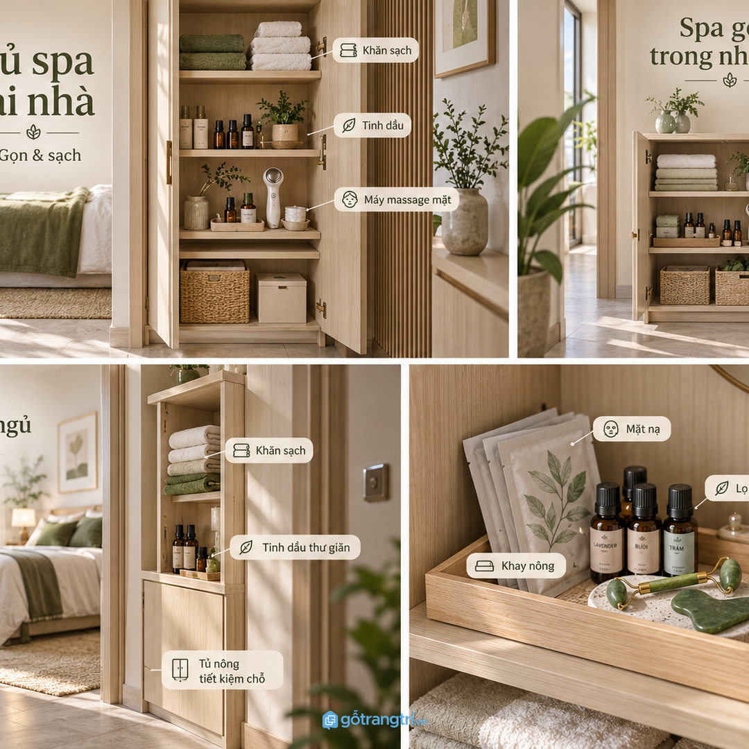 Tủ mỹ phẩm nên chia theo luồng chuẩn bị sử dụng và cất lại sau khi chăm sóc