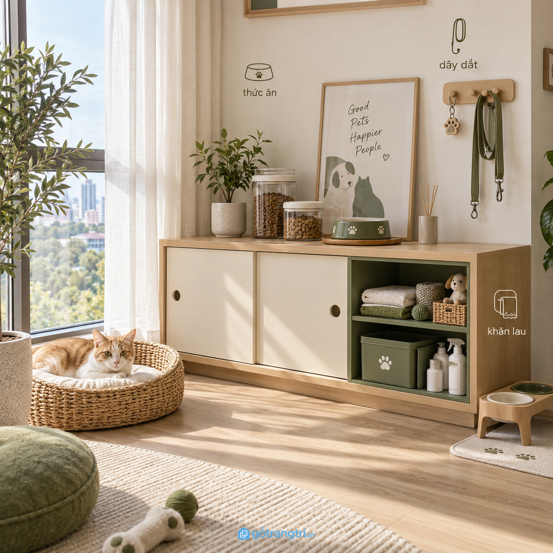 Kết hợp tủ kín và kệ mở thay vì phơi hết đồ ra ngoài
