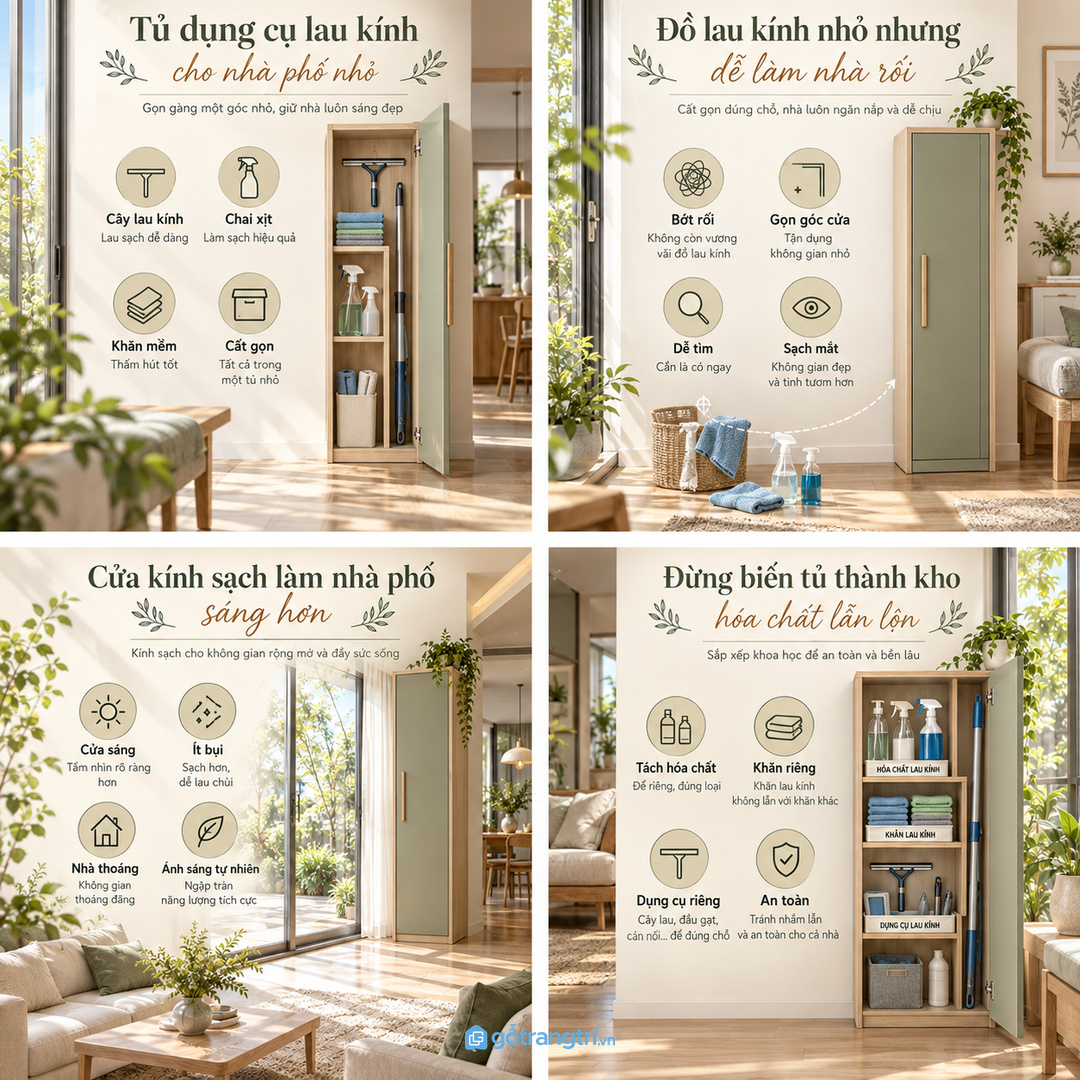 Không nên biến tủ lau kính thành kho hóa chất lẫn lộn