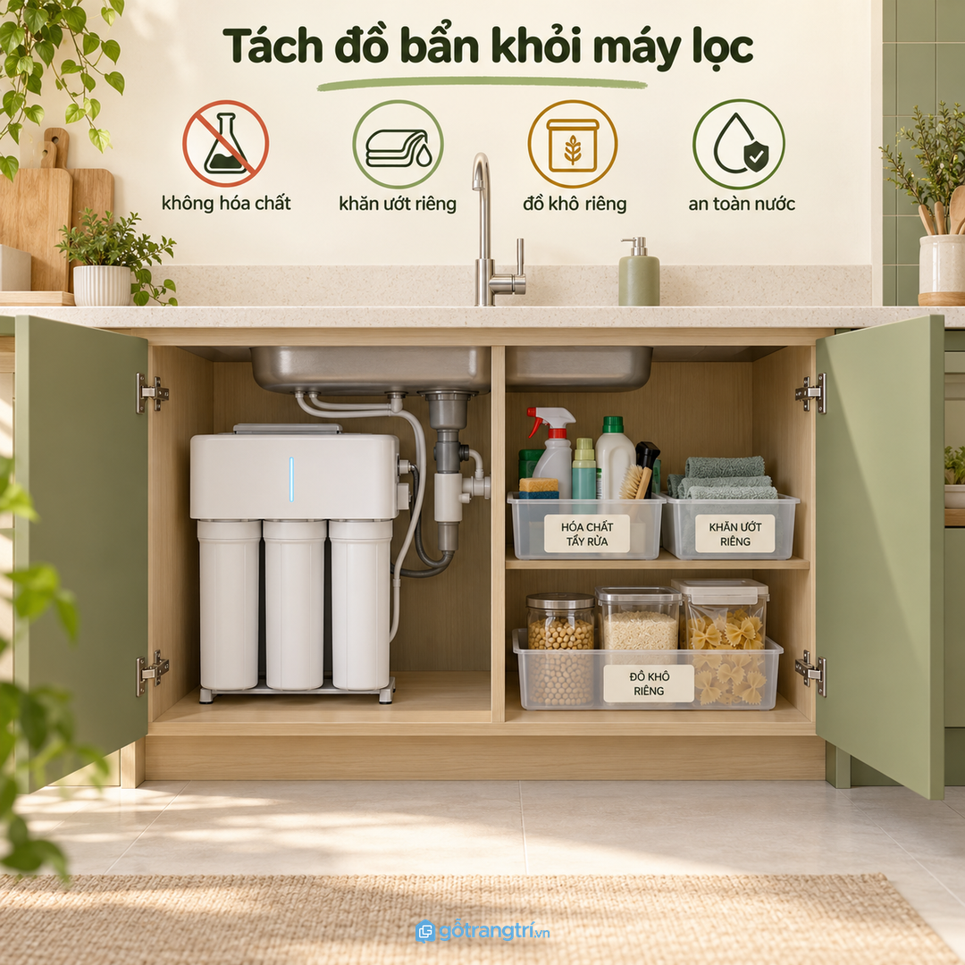 Khu máy lọc cần chống ẩm tốt để lõi lọc và phụ kiện luôn sạch