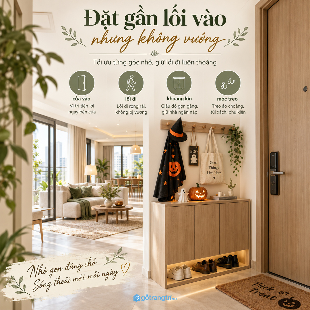 Chia khoang theo mặt nạ áo choàng đèn dây treo và túi kẹo