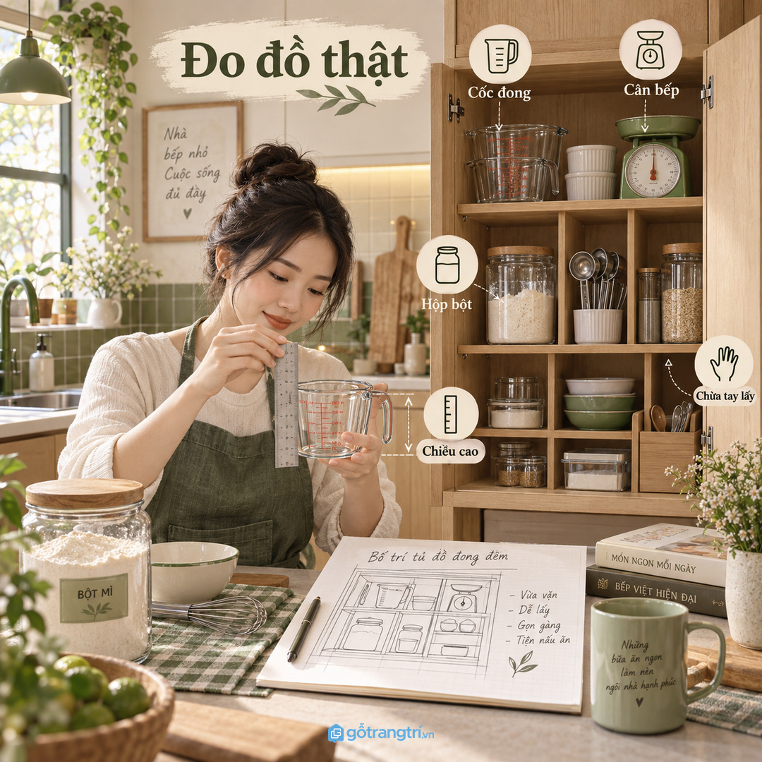 Hộc sâu làm cốc đong và thìa đong dễ lẫn dưới đáy khi đang nấu