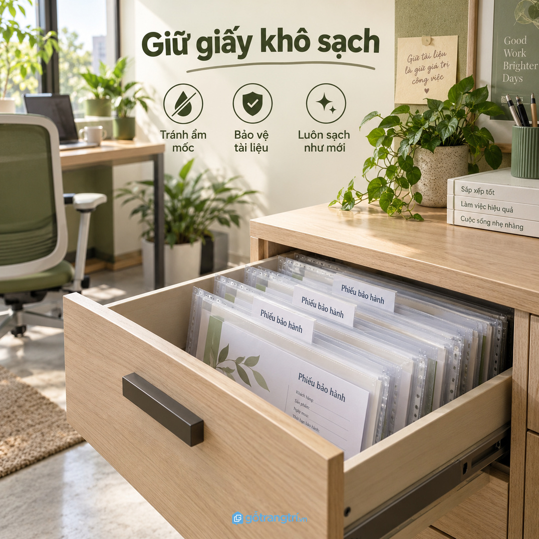 Đo nhóm giấy tờ A4 A5 hóa đơn phiếu bảo hành và thẻ thiết bị trước khi chia khoang