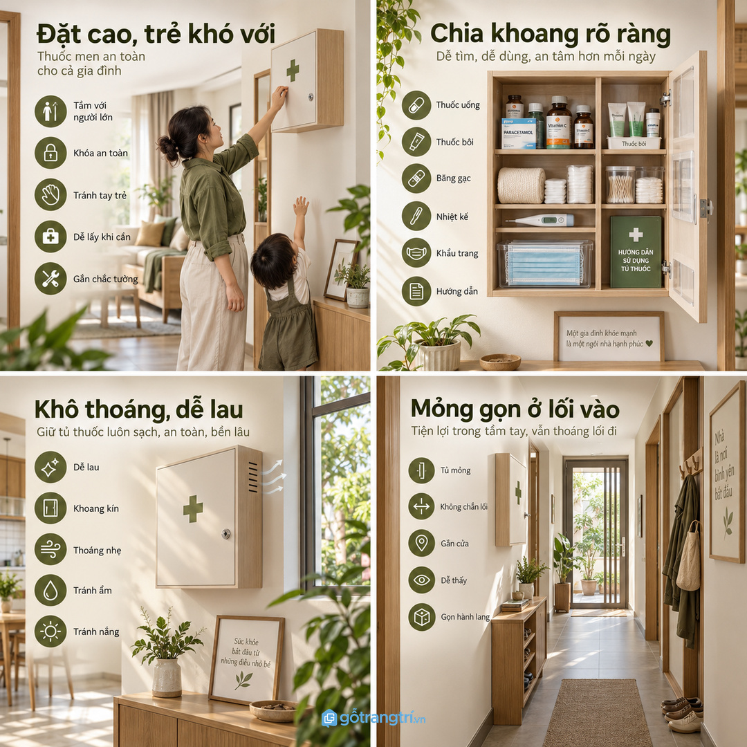 Chiều cao tủ nên theo tầm với người lớn và tránh trẻ nhỏ lục giấy tờ