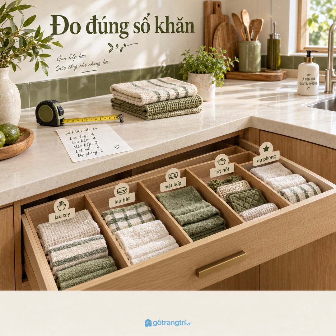 Đo số lượng khăn và thói quen phơi cất trước khi chia khoang