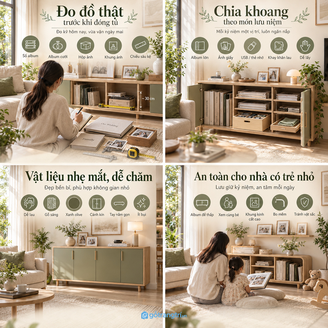 Đo số lượng album khung ảnh hộp lưu niệm trước khi chia khoang