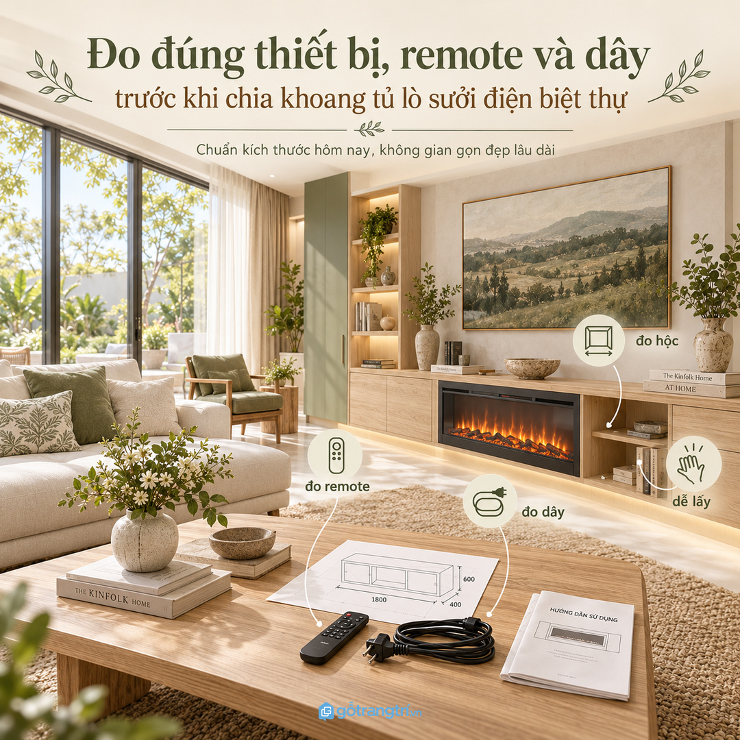 Đo remote dây và hộc tủ trước khi chia khoang