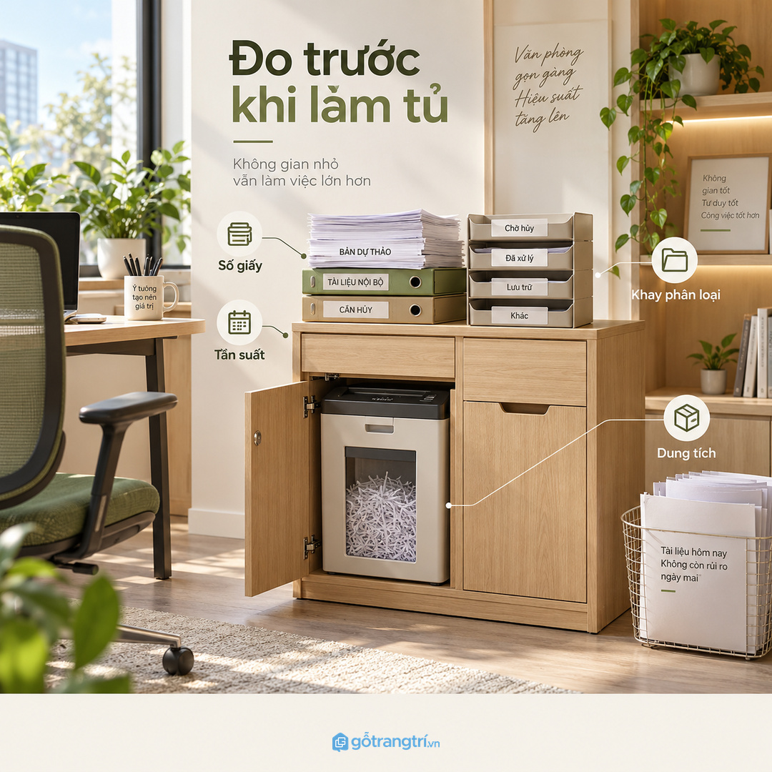 Đo lượng giấy chờ hủy trước khi chọn dung tích