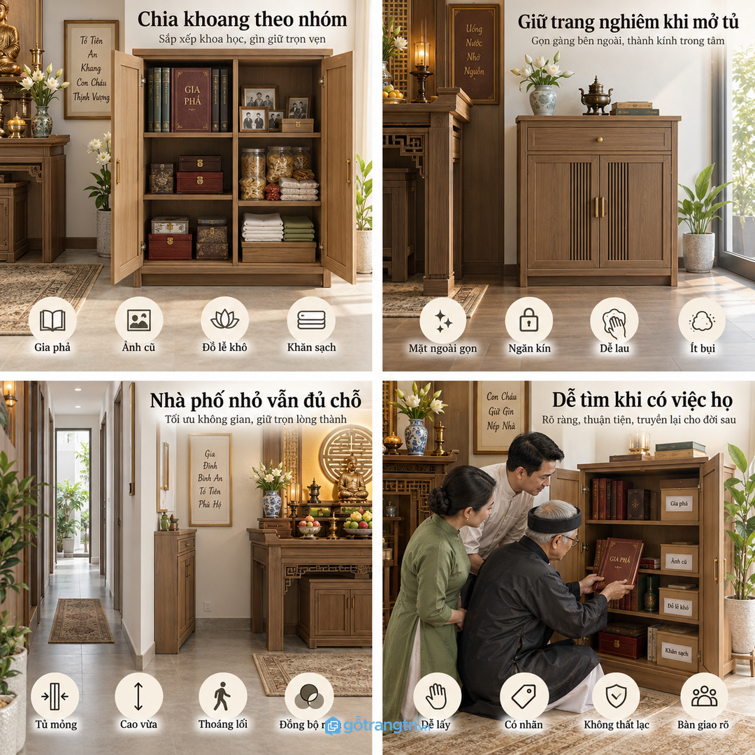 Đo sổ giấy ảnh cũ và phong bì trước khi chia khoang tủ