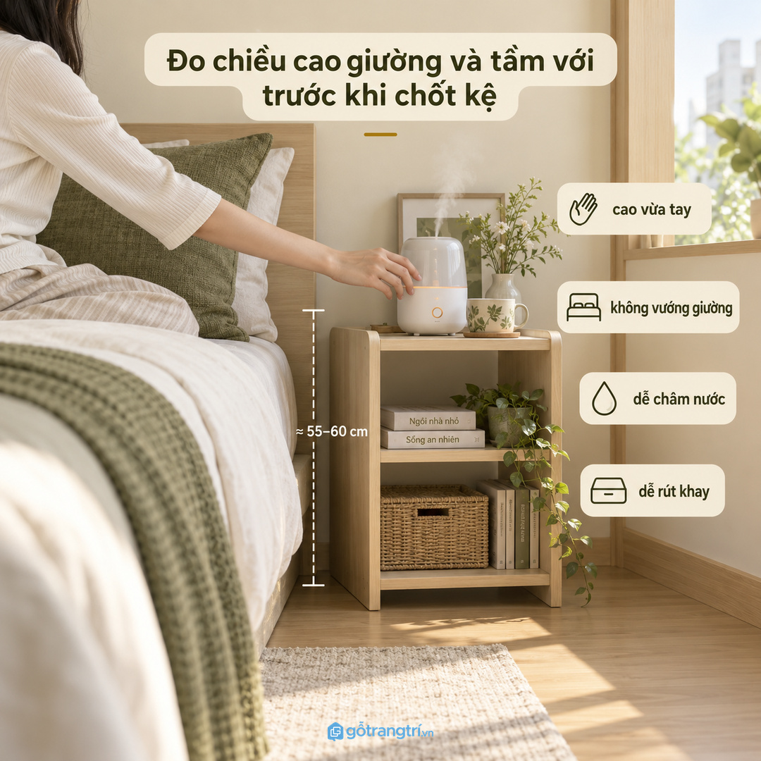Vật liệu dễ lau và khay chống ẩm giúp kệ dùng bền hơn
