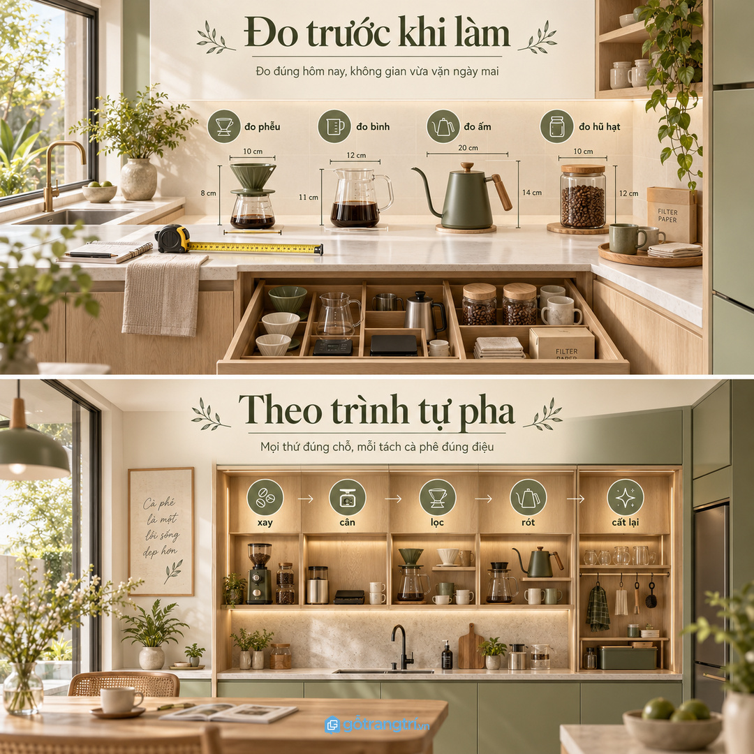 Chia khoang theo trình tự xay cân lọc rót và cất lại