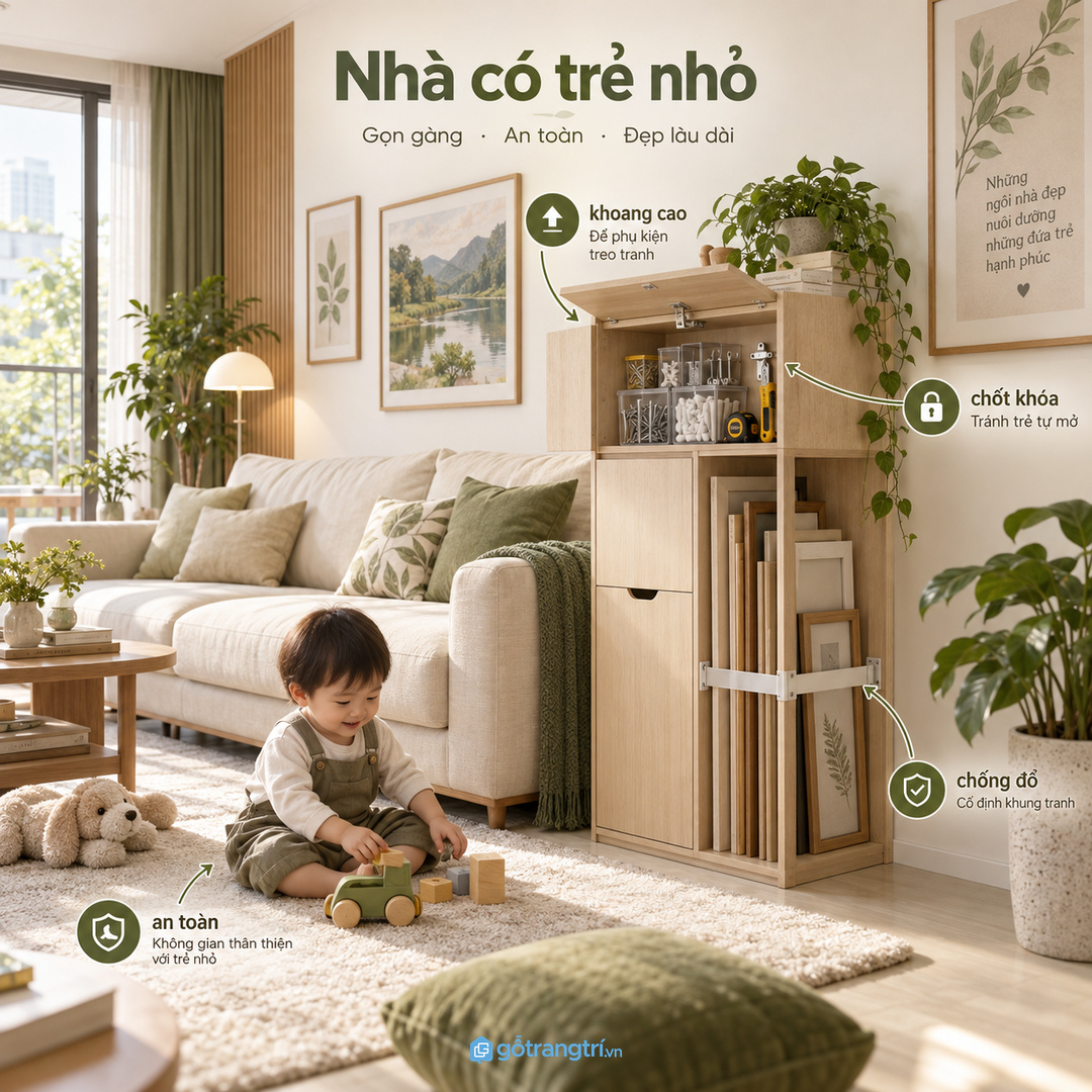 Khay nhỏ giúp móc đinh vít keo dán và thước dây không lẫn dưới đáy tủ