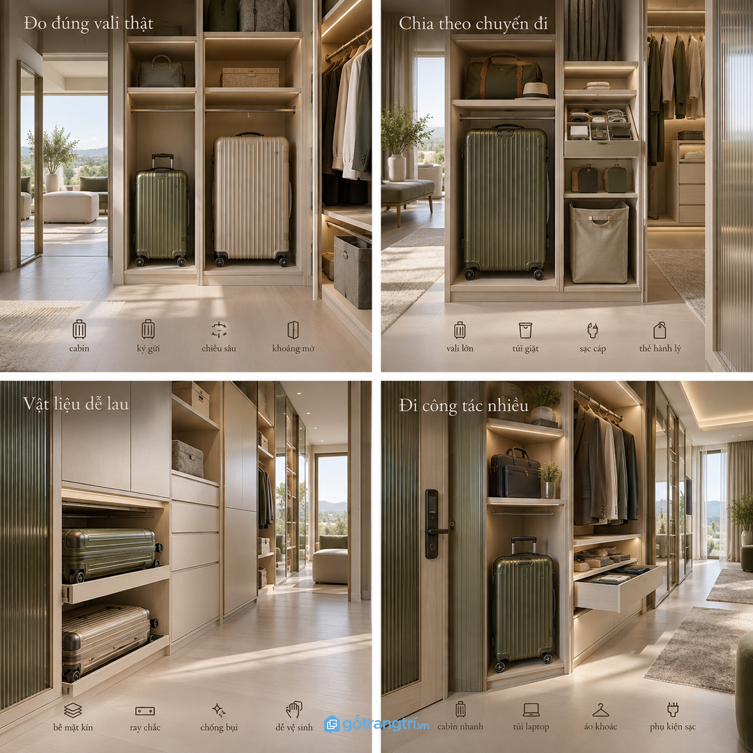 Đo đúng vali cabin vali ký gửi và khoảng mở trước khi đặt làm
