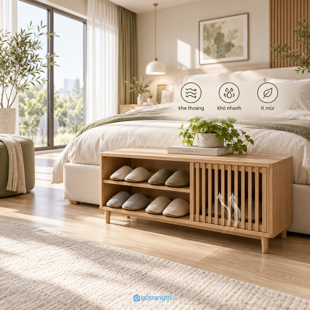 Khoang thoáng giúp dép khô nhanh và giảm mùi trong phòng ngủ