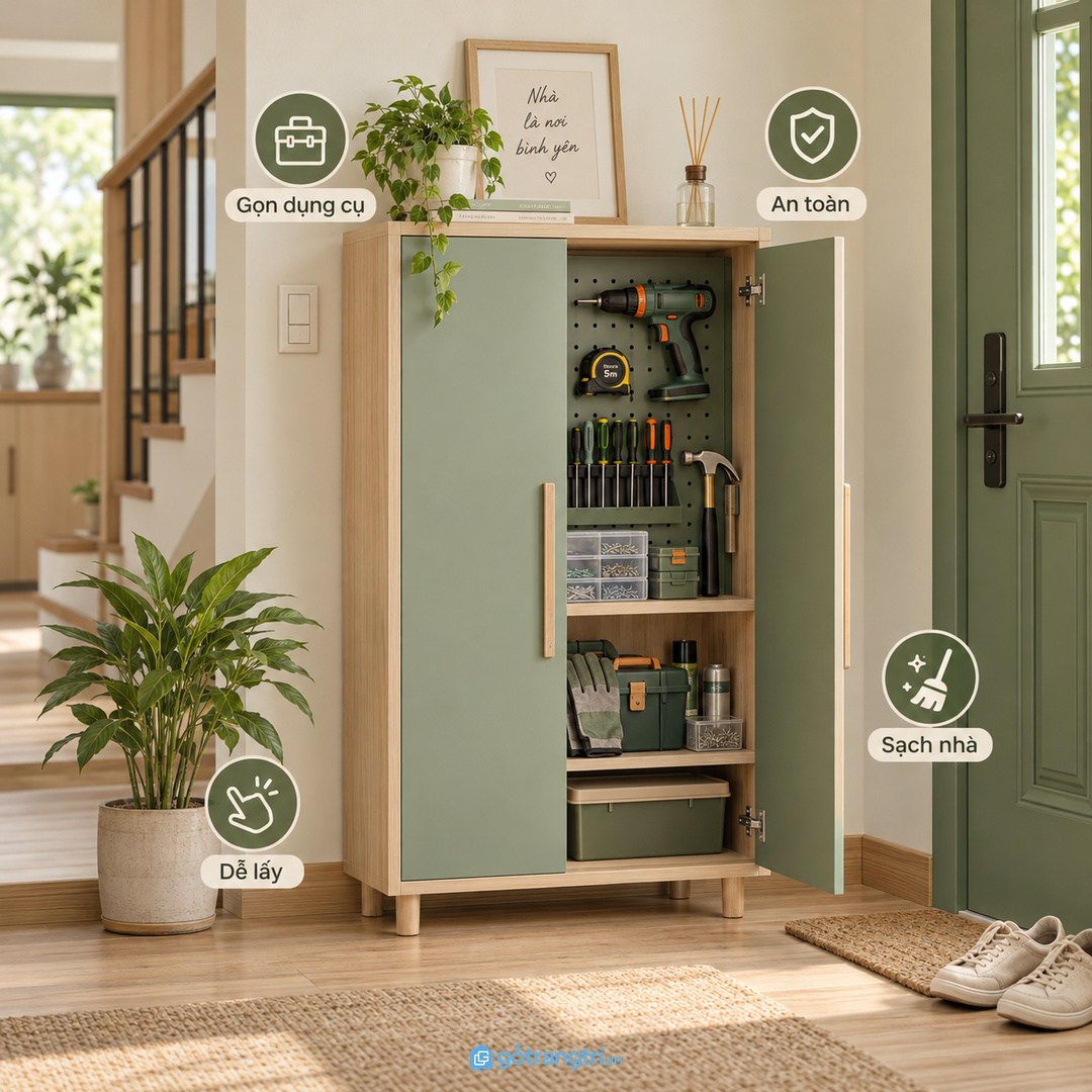 Cánh tủ và vị trí mở phải không vướng lối đi nhà phố