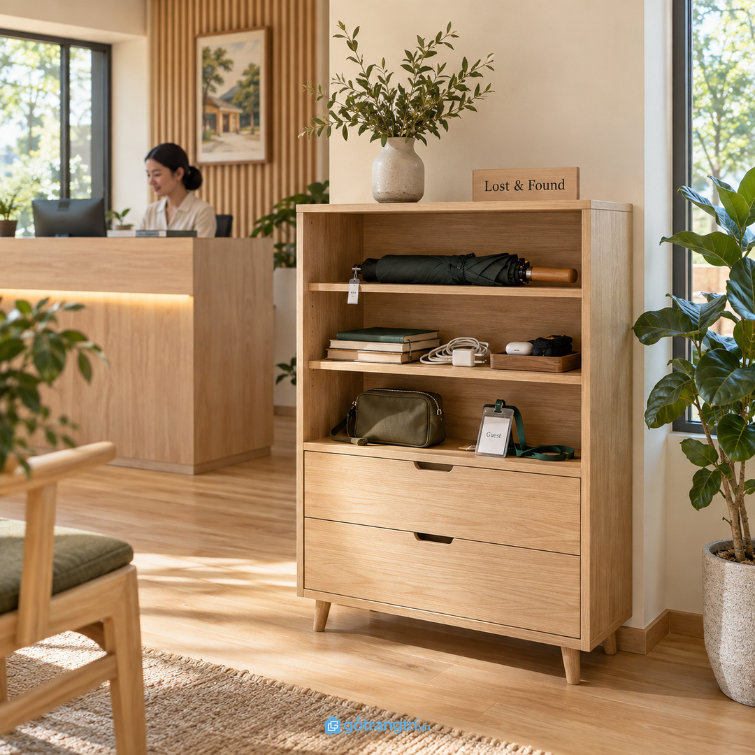 Vật liệu dễ lau hộc kéo êm và khoang thoáng giúp tủ dùng bền hơn