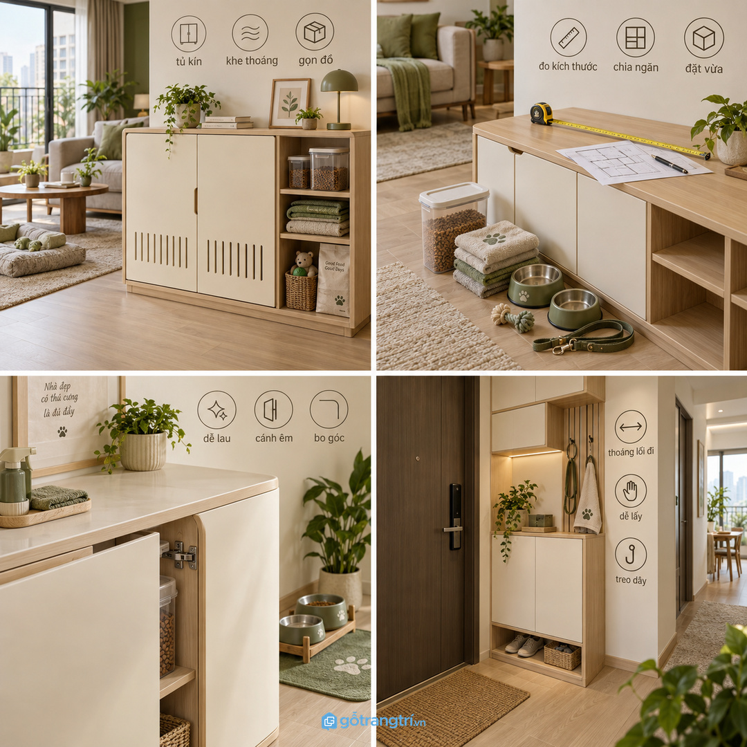 Đặt tủ đúng vị trí để không vướng cửa, sofa và lối đi