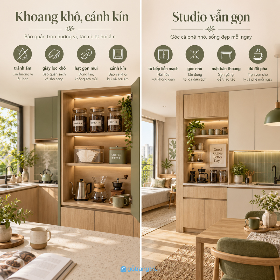 Khoang khô và cánh kín giúp giấy lọc ít bụi và hạt cà phê gọn mùi
