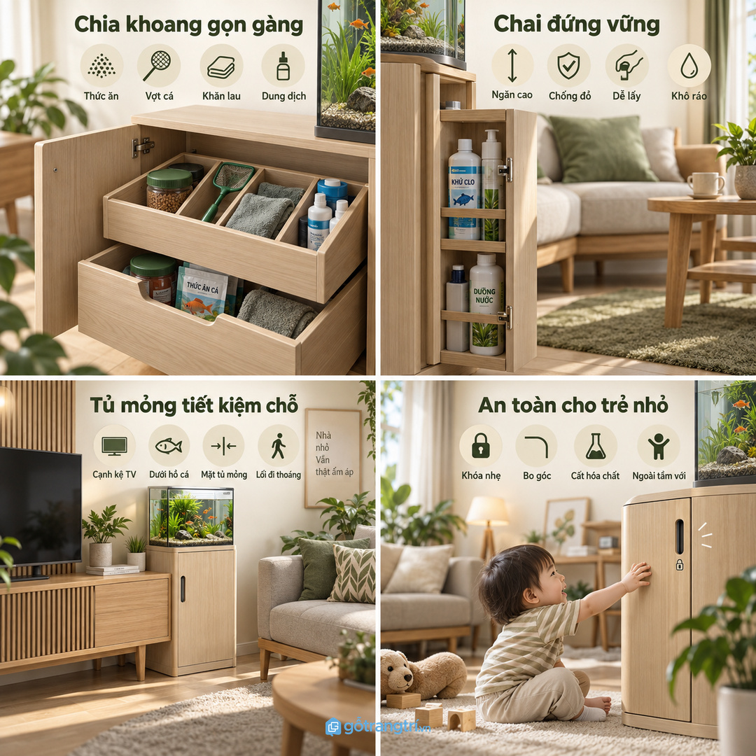 Khoang chai dung dịch cần đứng vững và tách khỏi đồ khô