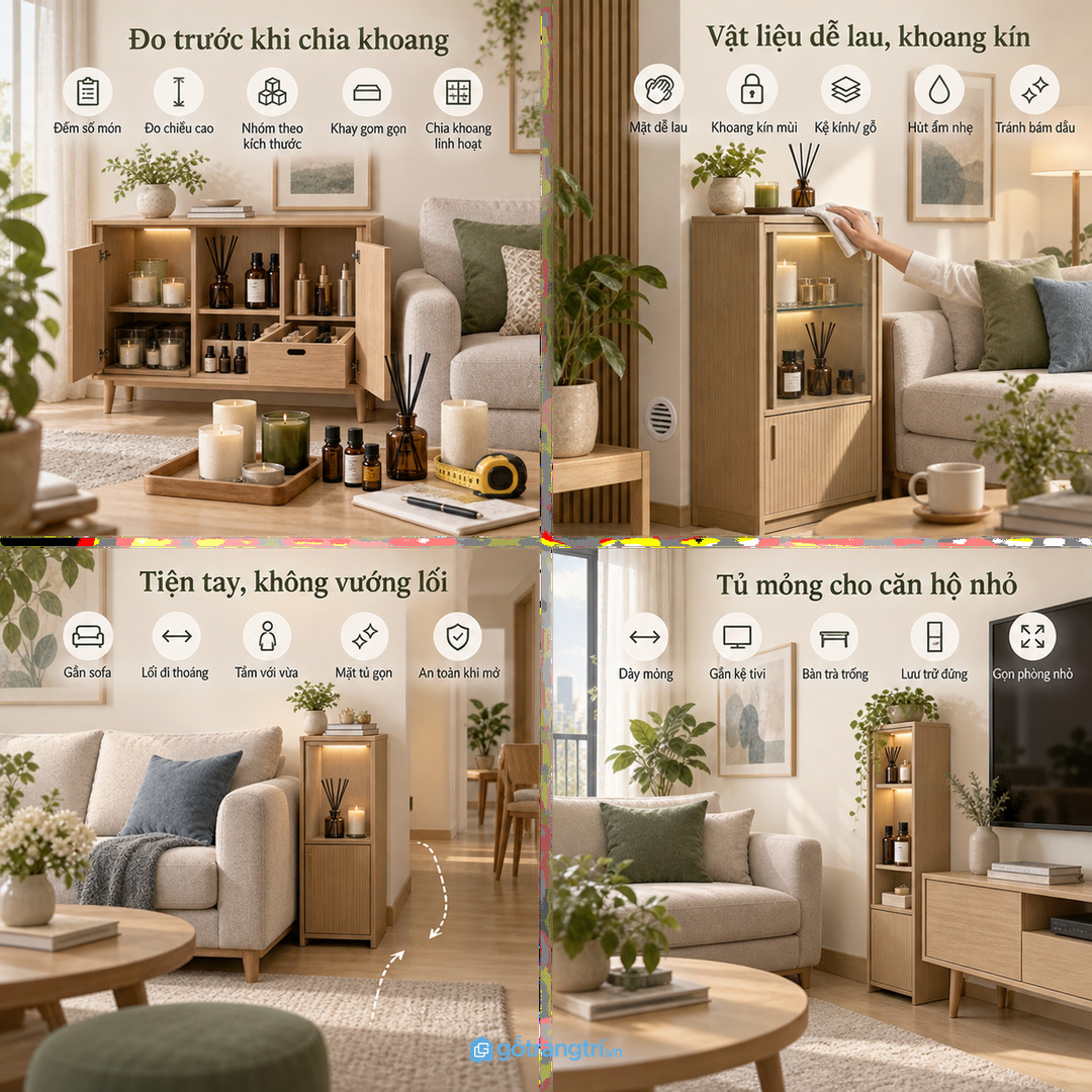 Bề mặt dễ lau giúp xử lý nhanh khi tinh dầu đổ nhẹ