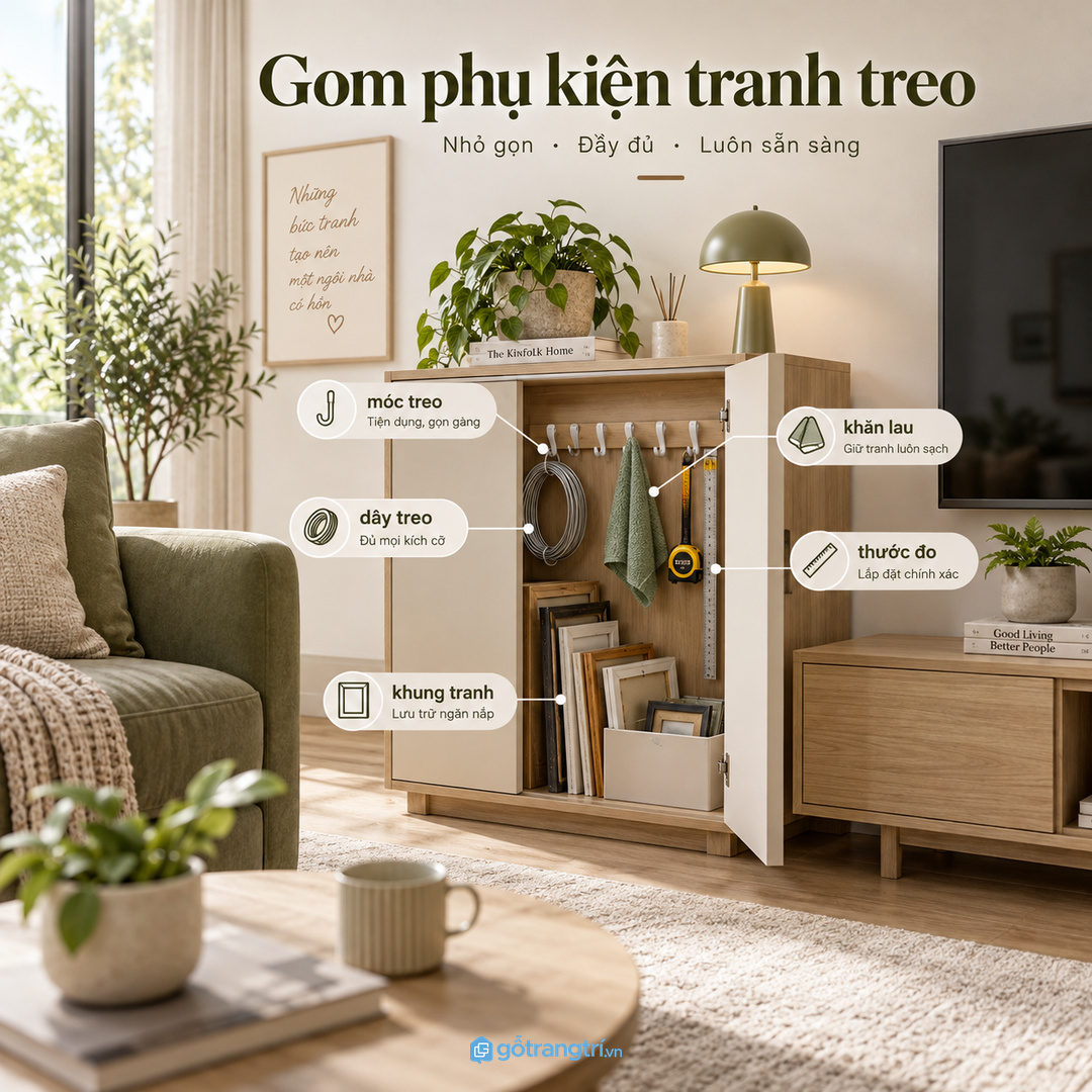 Khoang khăn lau kính nên sạch khô để không bám bụi lên mặt tranh