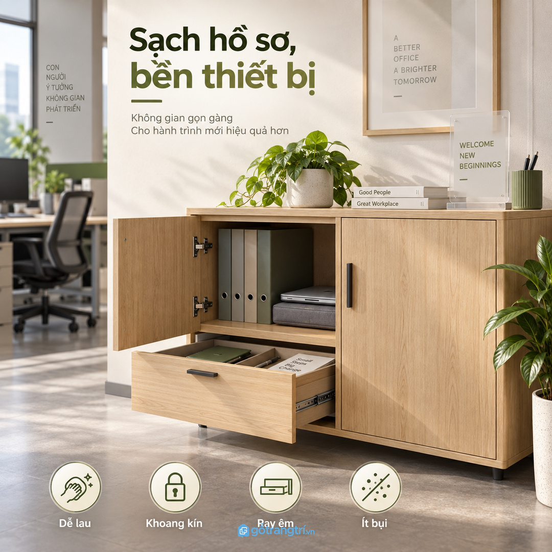 Vật liệu dễ lau và khoang kín giúp hồ sơ thiết bị sạch hơn