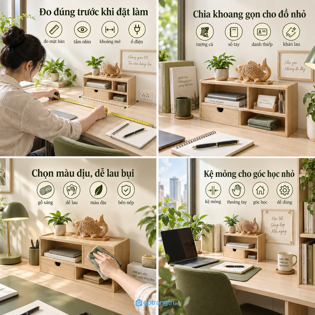 Phòng khách nhỏ nên dùng kệ mỏng hoặc tủ phụ đồng bộ với kệ tivi