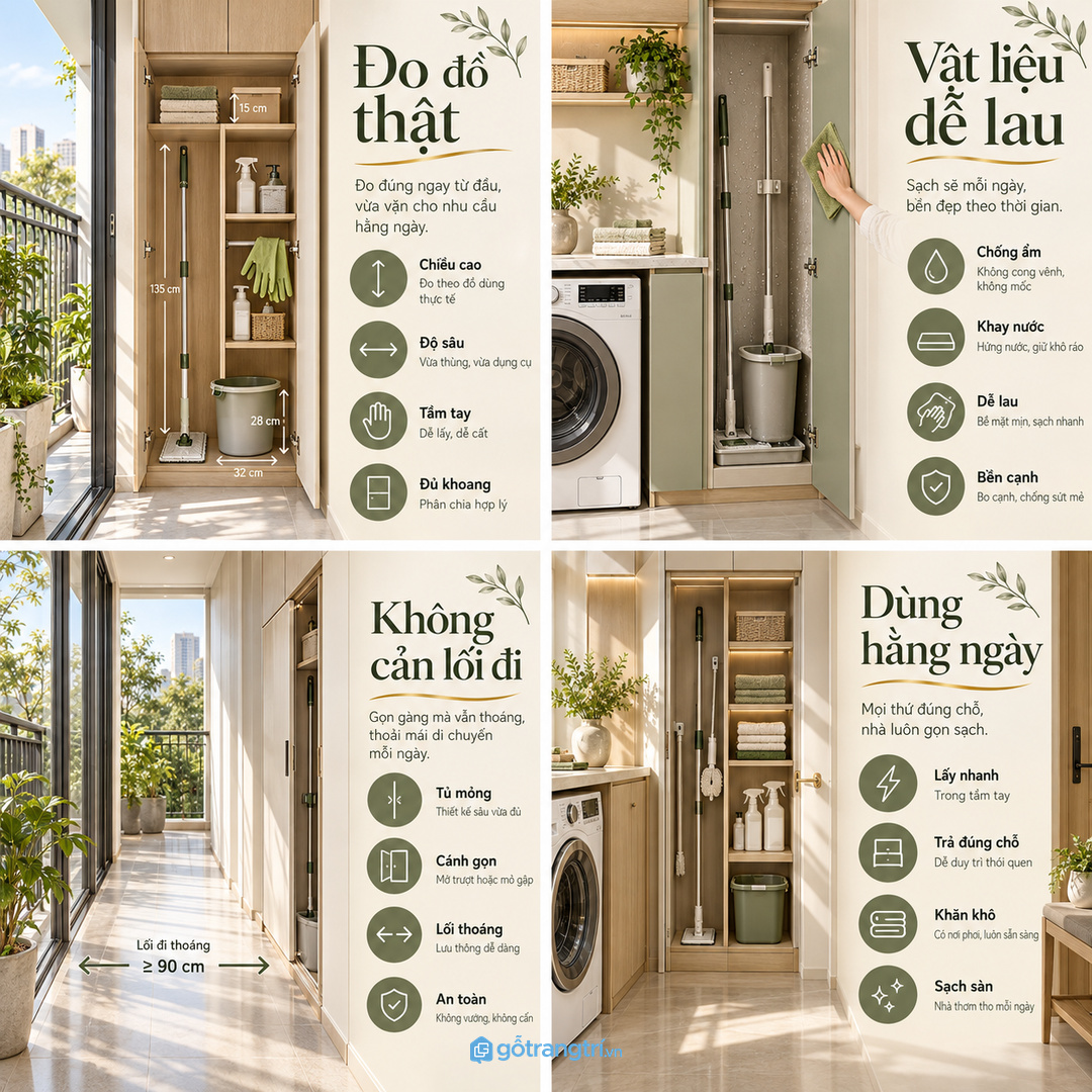 Khoang lấy nhanh giúp đồ lau dọn được trả đúng chỗ mỗi ngày