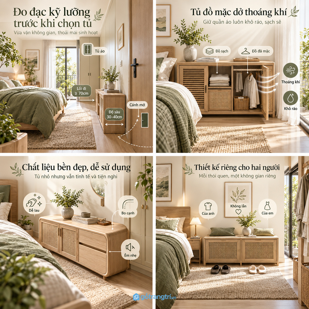 Khoang kín giữ phòng ngủ sạch mắt khi đóng tủ lại