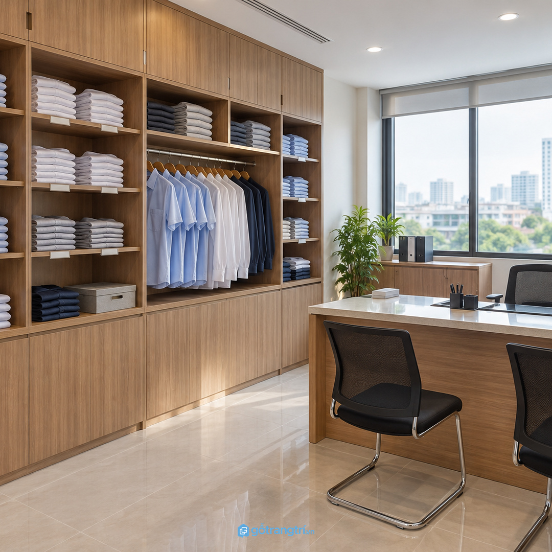 Showroom cần tủ đồng phục gọn để thay áo nhanh trước ca làm
