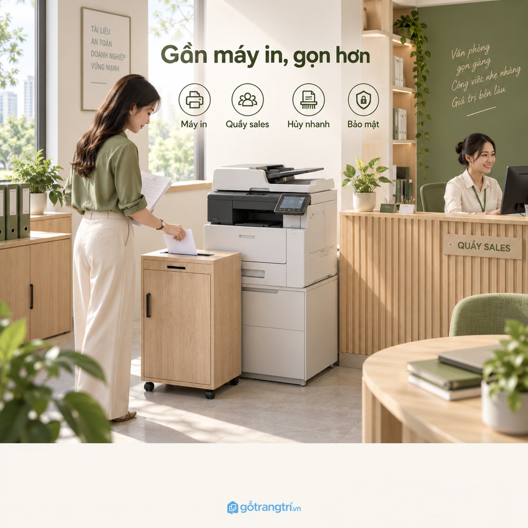 Văn phòng bán hàng cần điểm hủy giấy gần máy in