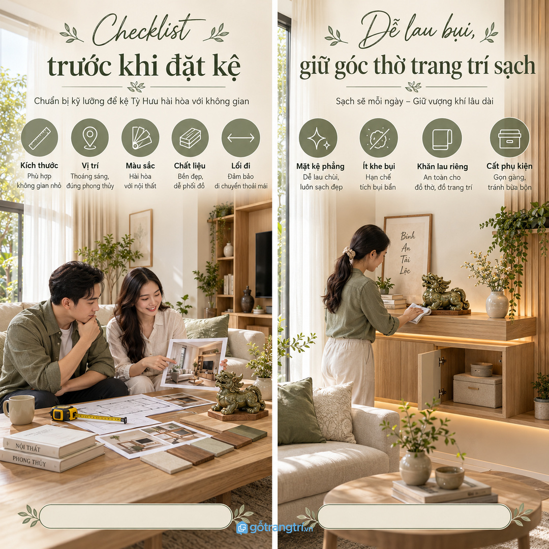Nhà có trẻ nhỏ nên đặt vật phẩm chắc và tránh va chạm