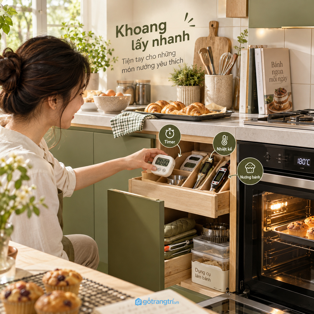 Người hay nướng bánh cần khoang lấy nhanh cho timer và nhiệt kế