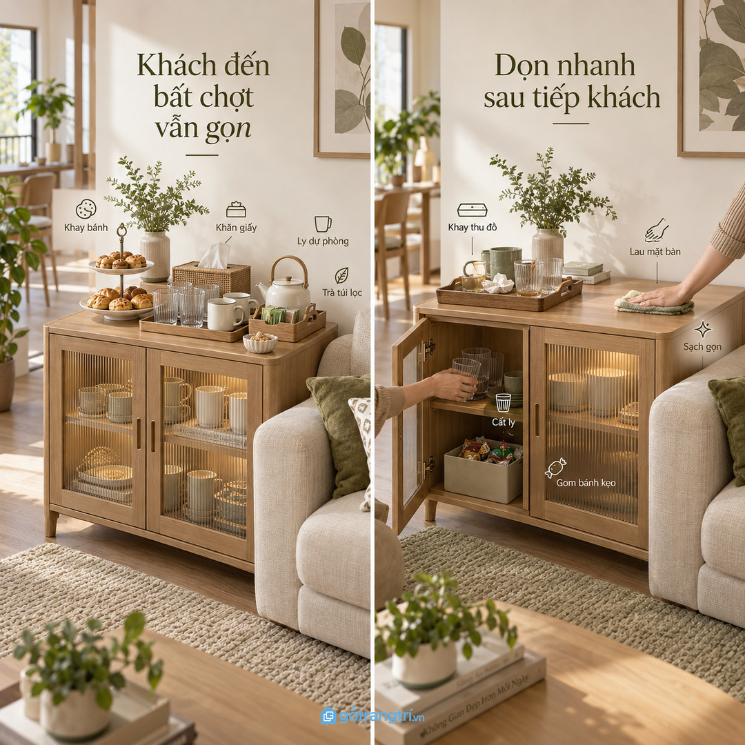Hiên nghỉ biệt thự hợp tủ phụ gọn để phục vụ trà chiều nhẹ nhàng