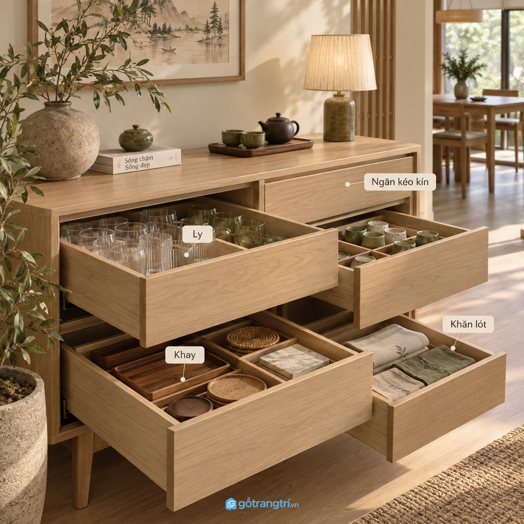 Sảnh hẹp cần tủ mảnh, màu sáng và ít decor