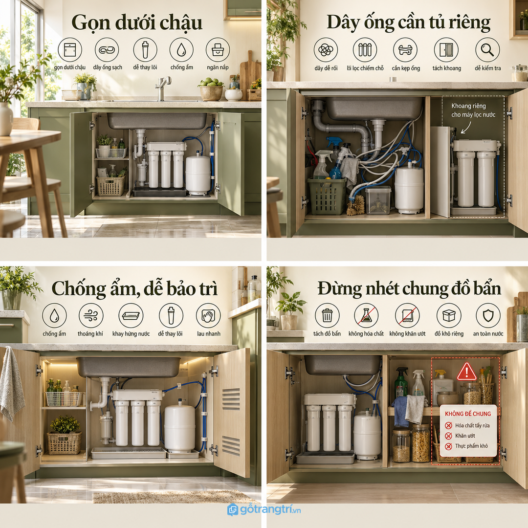 Bếp nhỏ cần tủ dưới chậu gọn để không chiếm thêm mặt bàn