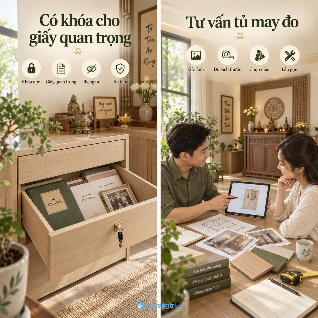 Nhà nhiều thế hệ cần tủ dễ bàn giao và ai cũng tìm được giấy
