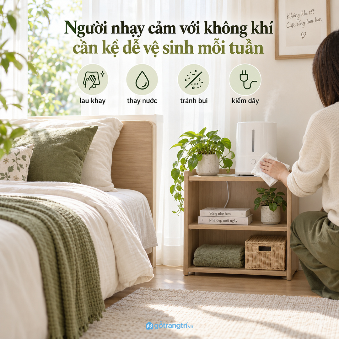 Người nhạy cảm với không khí cần kệ dễ vệ sinh mỗi tuần