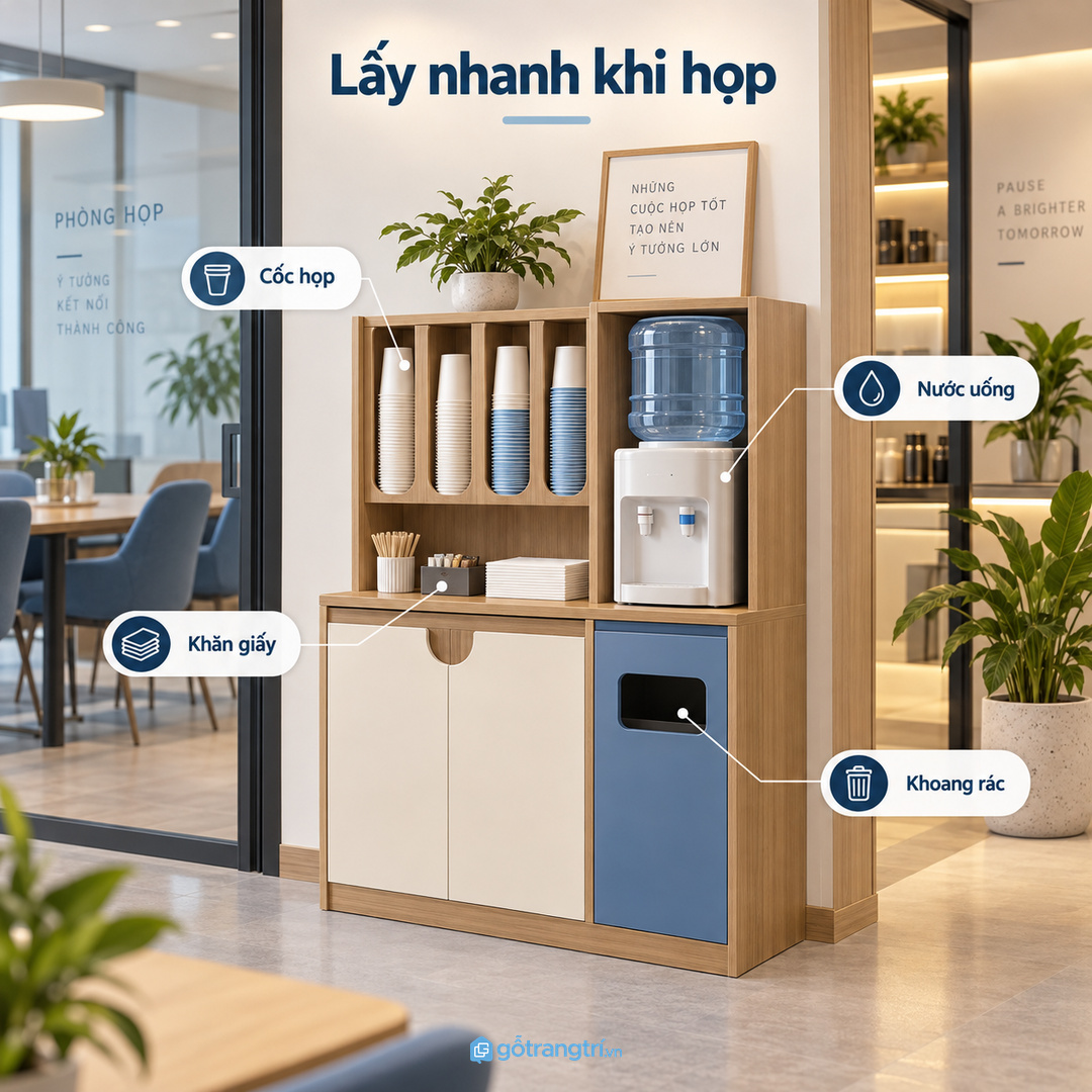 Tủ may đo giúp pantry gọn lâu vì mỗi món nhỏ đều có chỗ cất rõ