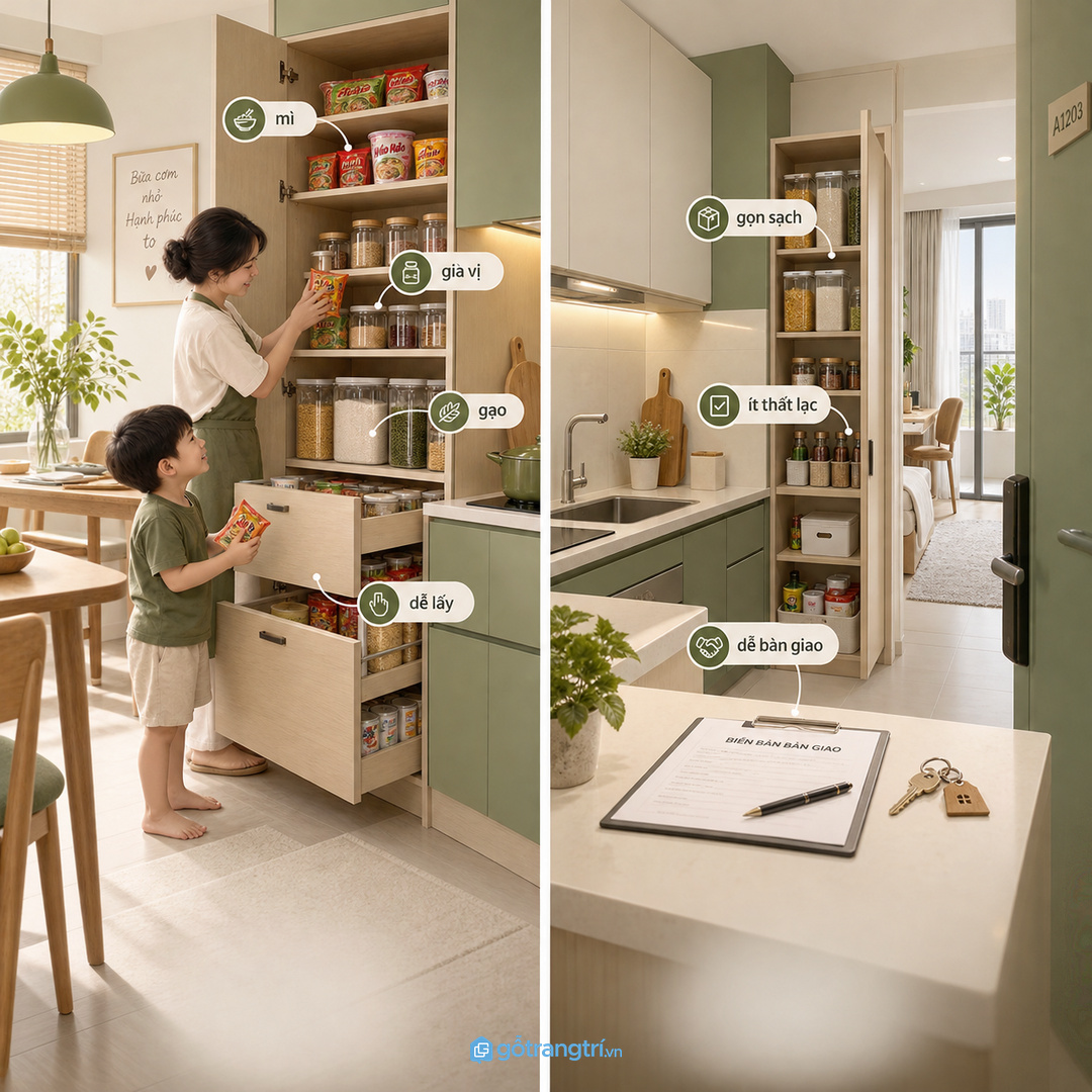 Căn hộ nhỏ hoặc nhà cho thuê cần tủ đồ khô dễ bàn giao và ít thất lạc