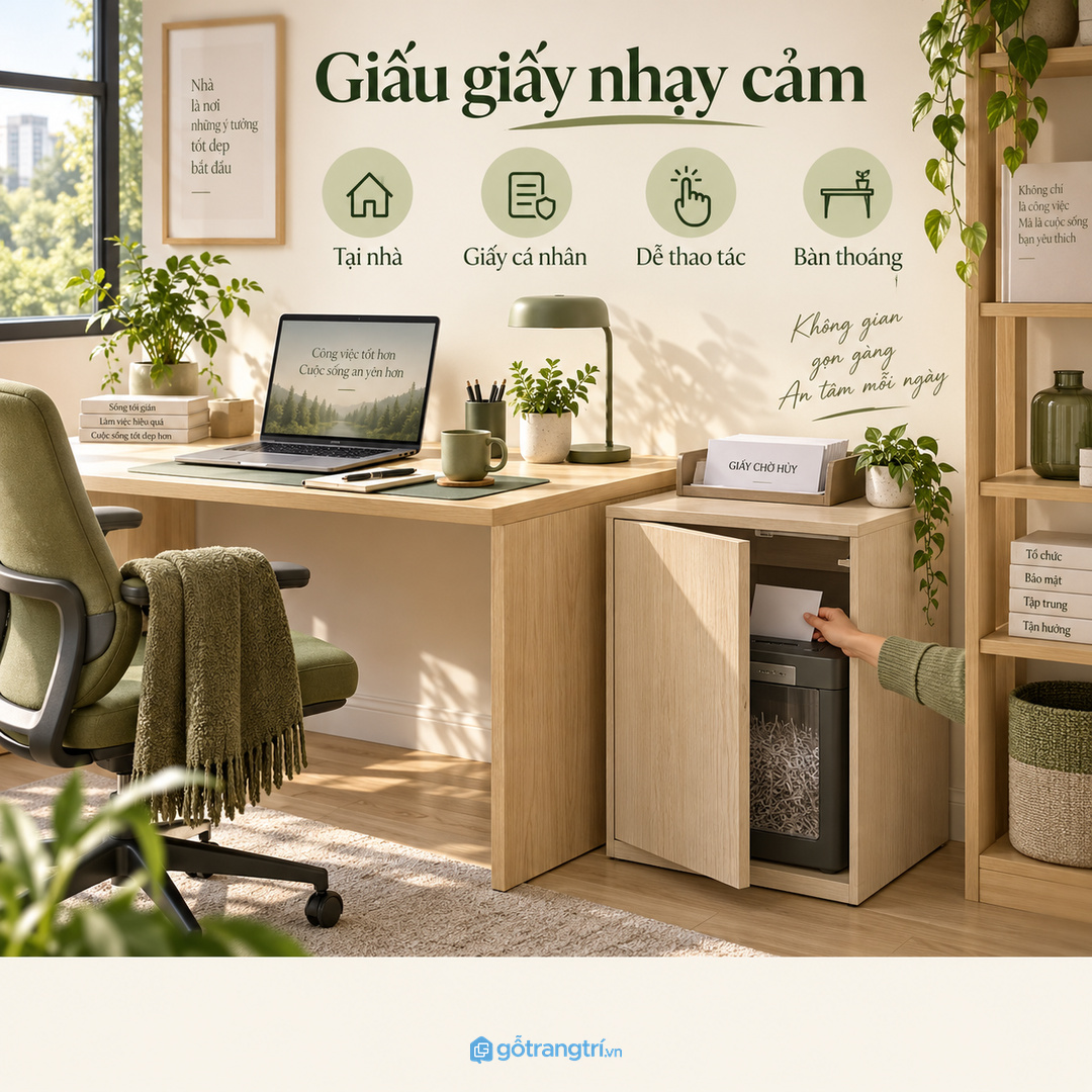 Văn phòng tại nhà nên giấu giấy nhạy cảm nhưng vẫn dễ thao tác