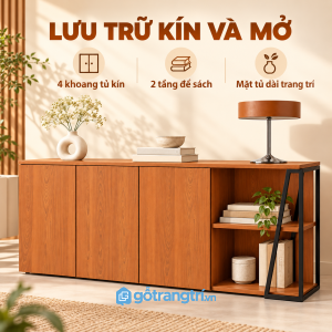 Ba cánh kín kết hợp kệ mở tiện lưu trữ