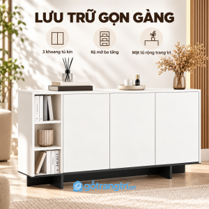 Ba cánh kín kết hợp kệ sách bên hông
