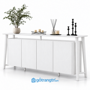 Bàn console kết hợp tủ trang trí màu đen 4 cánh GHS-4064 - 1600x420x900 - Trắng giữ vân
