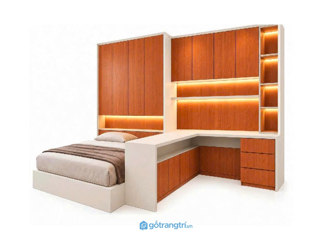 Bàn làm việc liền giường ngủ gỗ công nghiệp hiện đại GHS-4067
