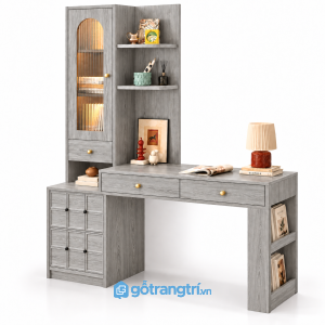 Bàn làm việc liền tủ kính màu gỗ sáng 1m65 GHS-4062 - Màu gỗ 413