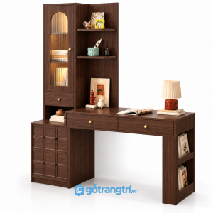 Bàn làm việc liền tủ kính màu gỗ sáng 1m65 GHS-4062 - Màu gỗ 613