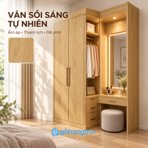 Bàn trang điểm có gương đèn tiện cho góc thay đồ